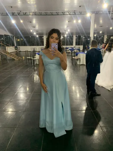 Vestido madrinha azul serenity 