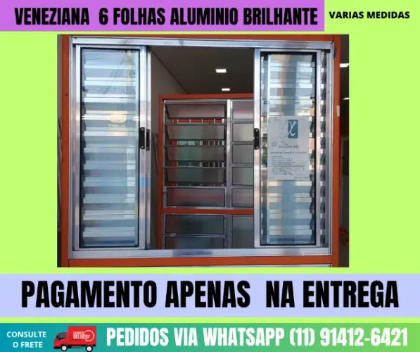 janela veneziana 1,00x1,20 nova com vidros
