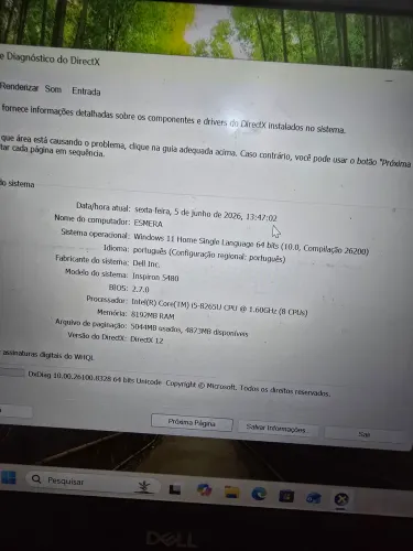 Notebook i5 geração 8 [Dell]