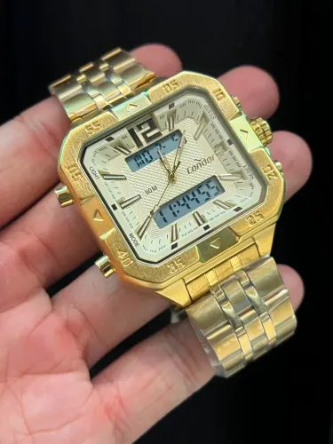 Relógio Masculino Condor Analógico Digital Dourado