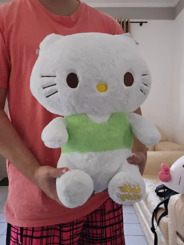 Pelúcia Hello Kitty com roupinha verde