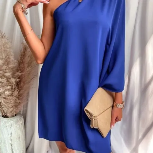 Vestido azul ombro só