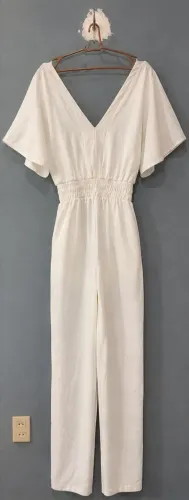 Macacão feminino branco, tamanho G