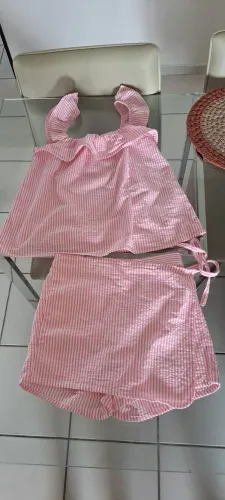 Conjunto kids Hering listras rosa 12 anos
