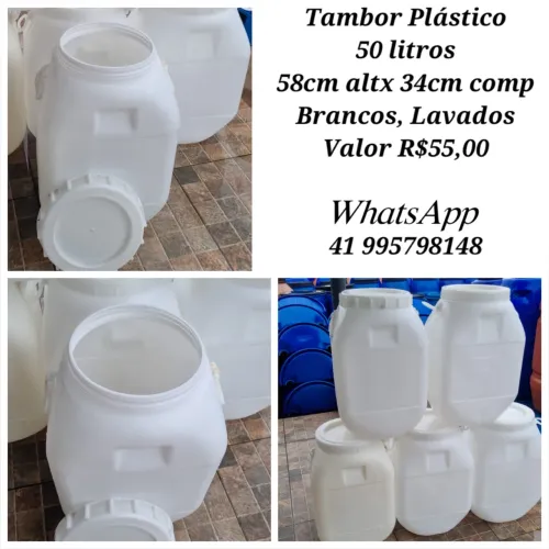 Tambor Branco, bombona 50 litros lavada
