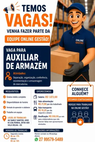 Contratando Auxiliar de Armazém