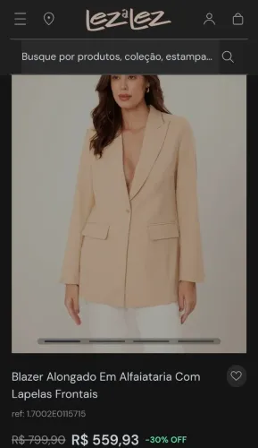 Blazer Feminino Alongado Alfaiataria Lez a Lez