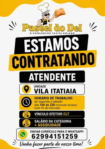 Vaga para atendente em pastelaria