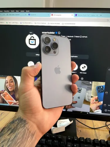 iPhone 13 Pro 256Gb Azul - 1 lente da camera trincada - Garantia de 6 meses