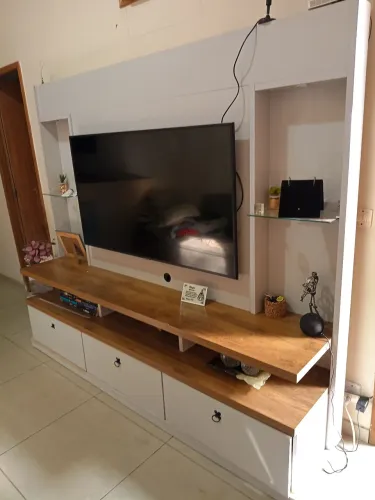 Estante Painel Rack MDF Laqueado Branco White