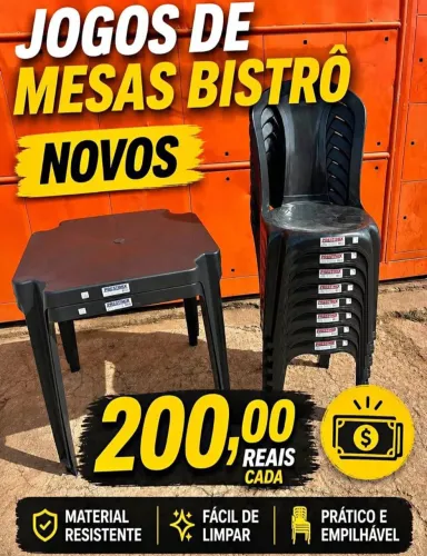Jogos de Mesas novos, 4 cadeiras e 1 Mesa. 