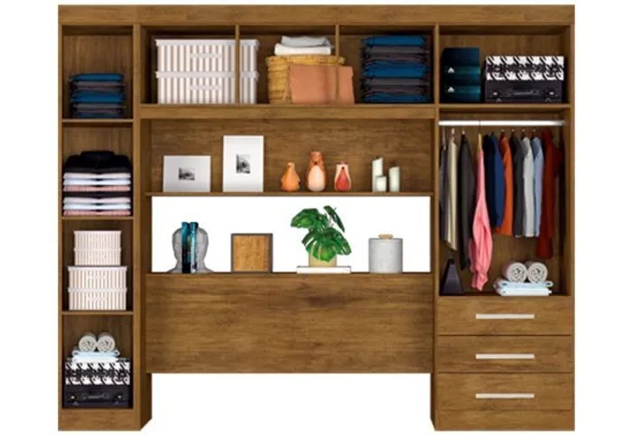 Quarto roupeiro casal modulado com cabeceira 