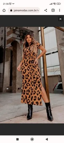 Vestido longuete onça. m.perfeito