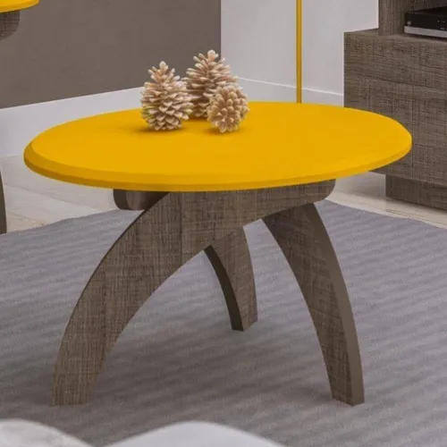 Mesa de Centro Jade II Amarelo/Canela Até 12x - Frete Grátis 