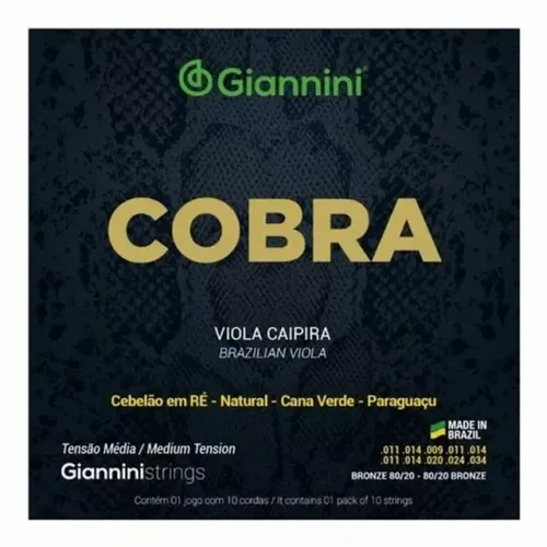 Encordoamento Giannini Cobra Viola Caipira Cebolão em Ré