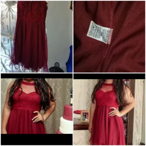 Vestido debutante festa vermelho marsala