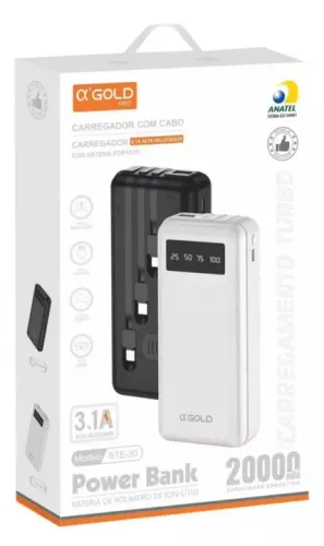 Power Bank 20000 mAh - Carregador Com Cabo