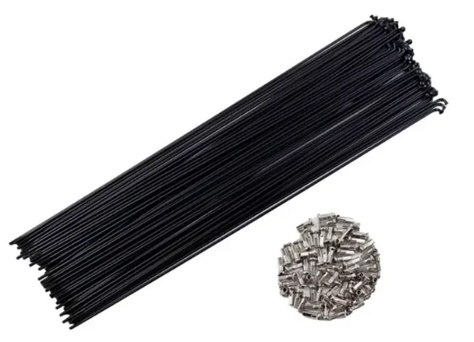 Conjunto 72 Raios para Bicicletas Em Inox Preto 290mm x 2.0 com Niples 6697 