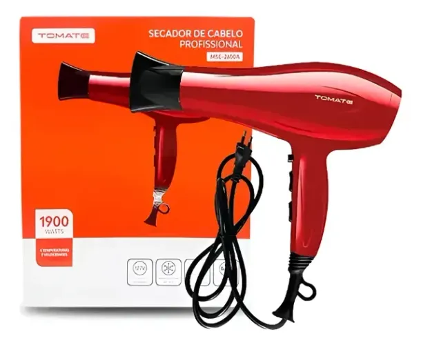 Secador Profissional 110v Com 2 Velocidades Tomate Mse-2600a Vermelho
