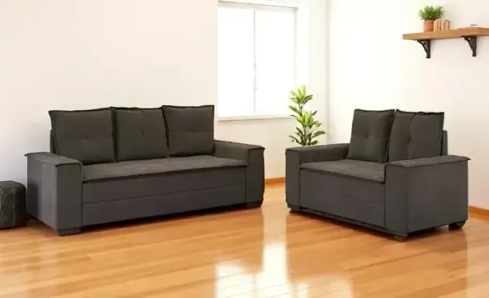 Sofá 2 e 3 lugares na cor marrom (dividimos em ate 10x sem juros)