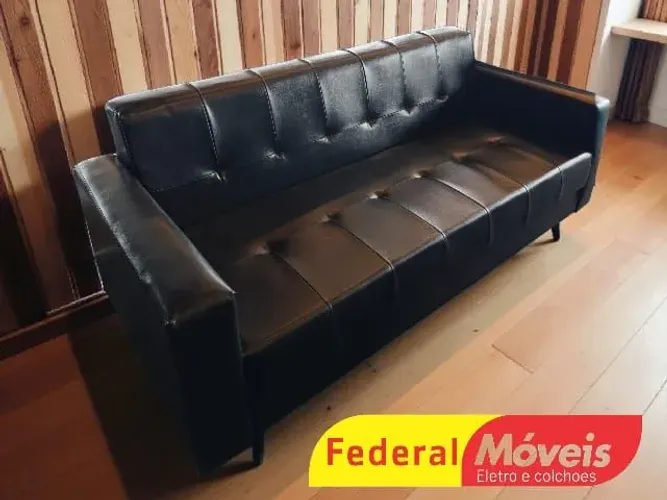 Sofá Retrô 3 lugares 1,75m Preto Super Oferta - Solicite nosso catálogo