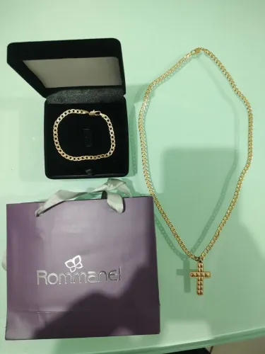 Vendo esse lindo conjunto cordão pingente e pulseira folheados a ouro 18k da Rommanel