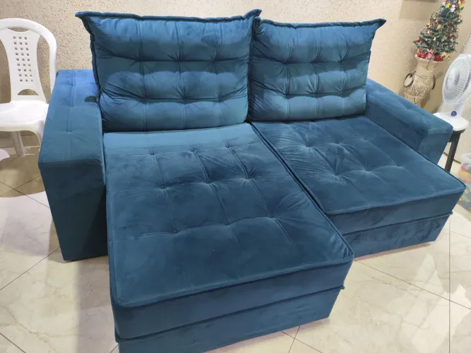 Sofá Retrátil  Azul - Conforto e Estilo!
