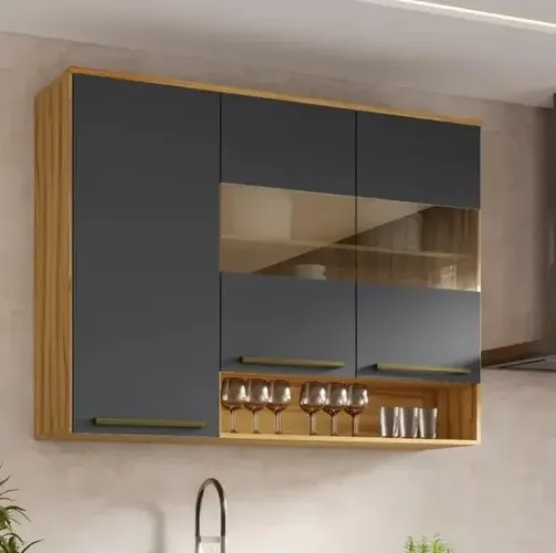 Aéreo Triplo com Vidro Reflecta com 3 Portas Napolis
