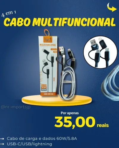 Cabo multifuncional 4 em 1 