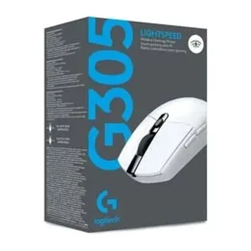 Mouse Gamer Sem Fio Logitech G305 Lightspeed, 12.000 DPI, 6 Botões Prog. Branco 12x 24,64