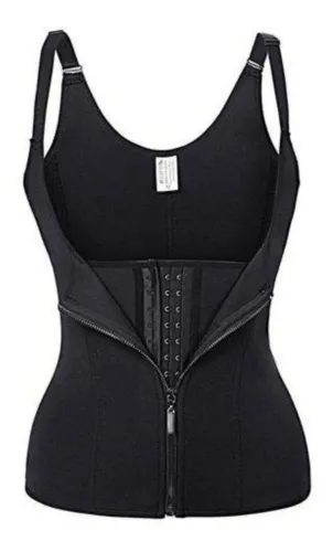 Cinta Modeladora Corpo Dupla Compressão Redutor Ziper Preto Algodão Tamanho G