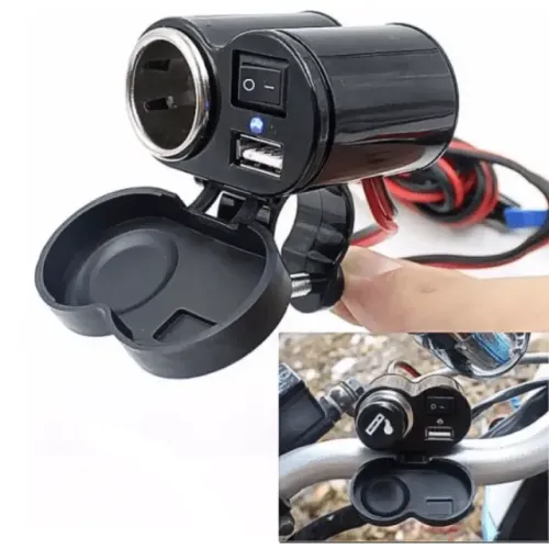 Adaptador Tomada Usb Carregador Para Motos Celular Gps Etc