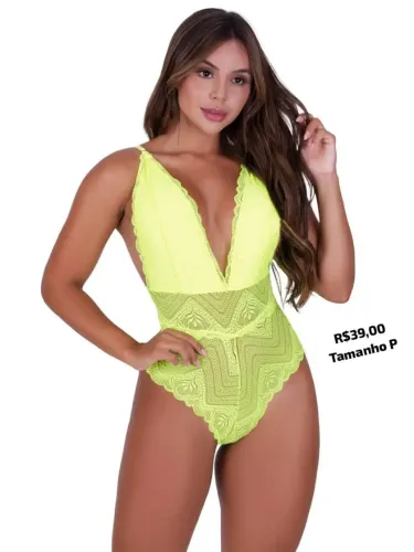 Body de renda neon - P