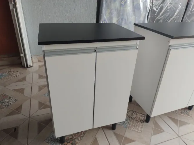 Balcão para microondas 55 cm ,Armário de Cozinha 2 Portas Branco