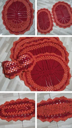 Jogo de Tapetes de Crochê para Banheiro