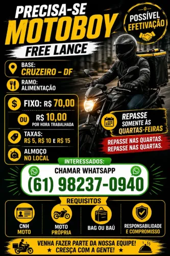 Motoboy freelancer/ fixo