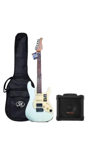 Kit Guitarra Eletrica Inteligente Efeitos Branca S800 Vw Destro + Capa SX + Amplificador