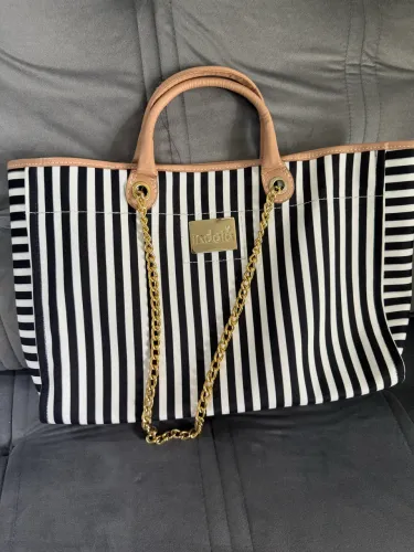 bolsa indaiá listrada preta e branca