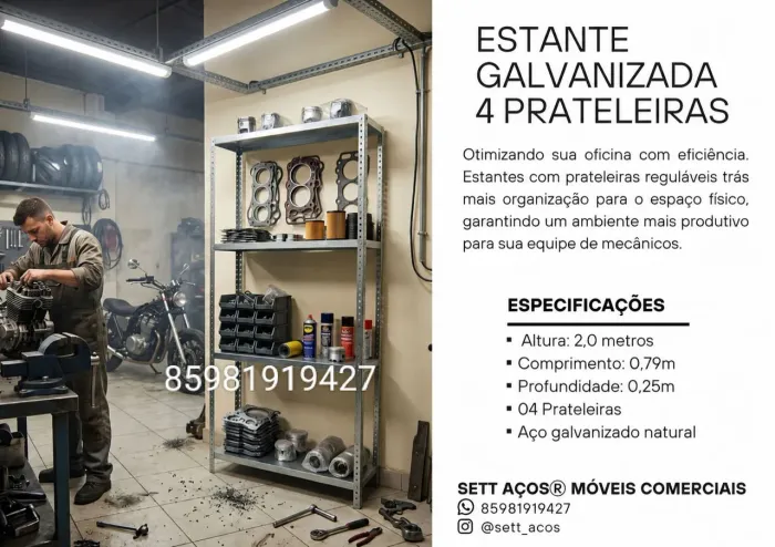 ESTANTE GALVANIZADA 4 PRATELEIRAS