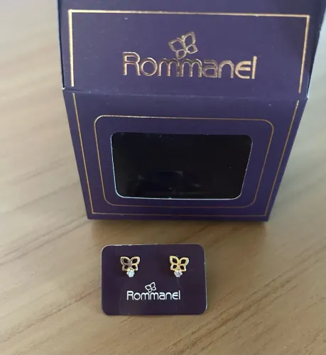 brinco rommanel borboleta com zircônias dourado