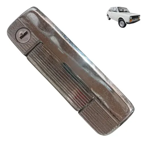 Macaneta Puxador Externa Porta Esquerda Fiat 147 1976 1986 Prateado Dianteira