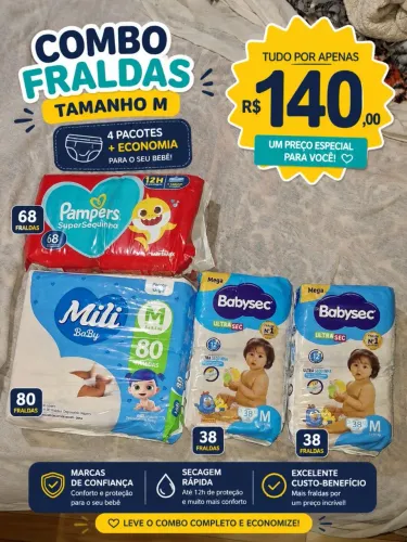 Fraldas M não serve mais no meu Bebê.
