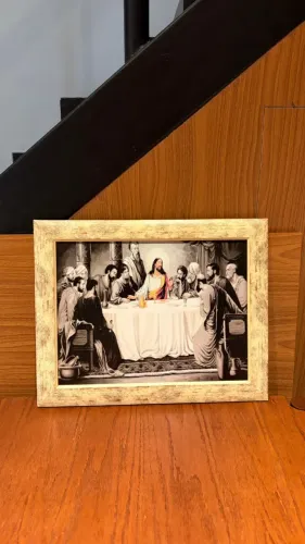 Quadro Da Santa Ceia Preto E Branco Colorido 