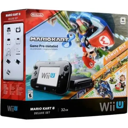 Nintendo Wii U Mario Kart 8 Deluxe Bundle Black Seminovo - Nintendo