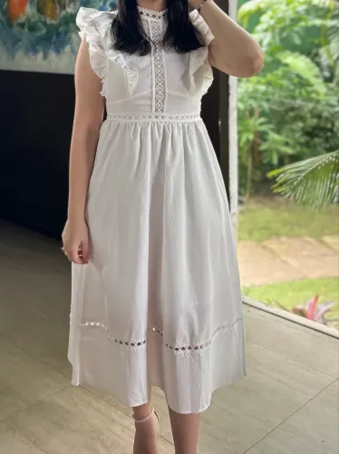 VESTIDO BRANCO MIDI CHIQUE
