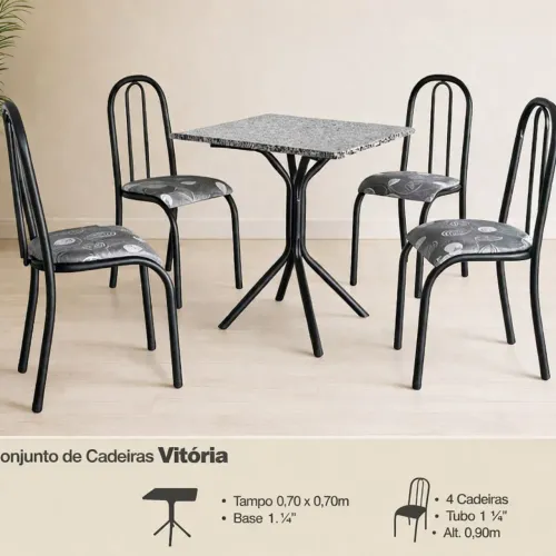 Conjunto de Mesa com 4 Cadeira-  Compacto e Elegante!