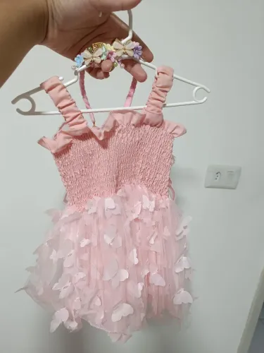 Vestido de tule borboleta c/ tiara
