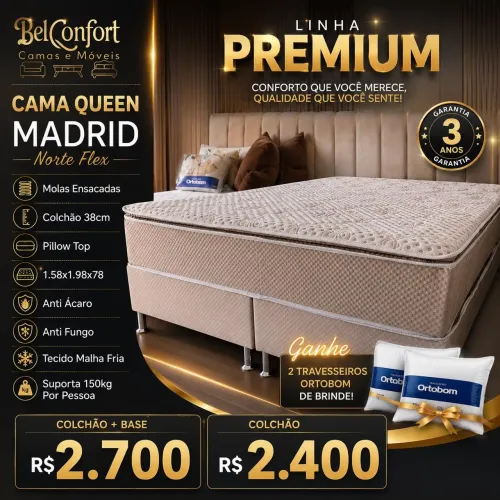 Cama Queen Madrid linha Premium