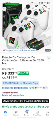 Dock Carregador para Controle Xbox + 2 Baterias Recarregáveis - Semi Novo