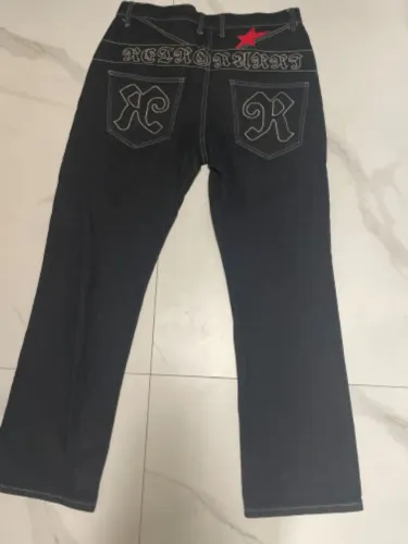 Calça jeans y2k com estampa